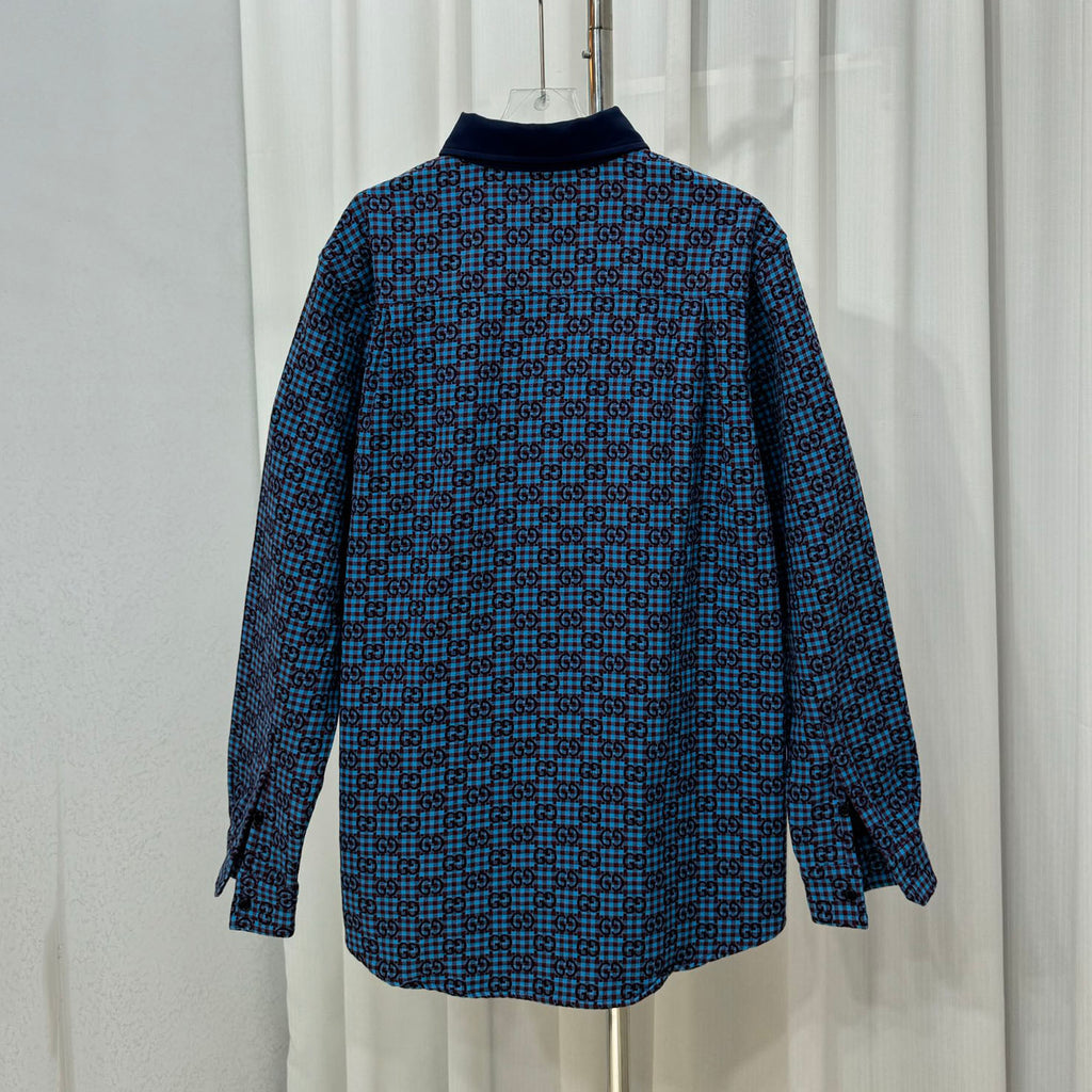 G-pattern Jacquard Cotton-Linen Long-Sleeve Shirt
